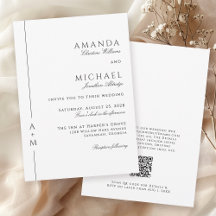 Simple Classic Elegant Monogram QR code Wedding