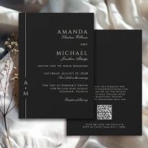 Simple Classic Elegant Monogram QR code Wedding