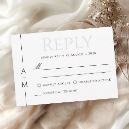 Simple Classic Elegant Monogram Wedding RSVP Card