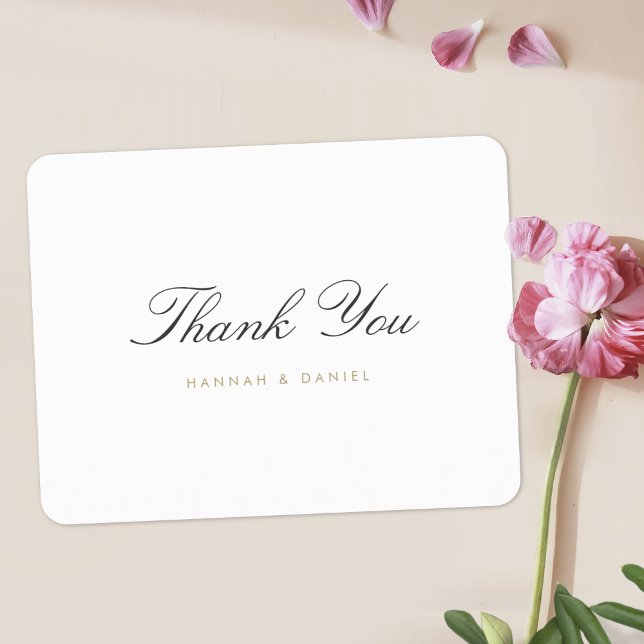 Simple Classic Elegant Script Gold Wedding Thank You Card (Creator Uploaded)
