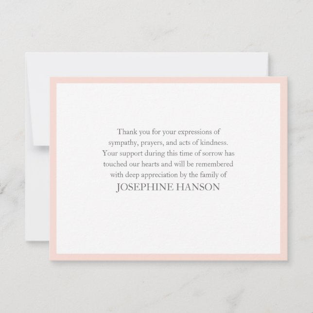 Simple Classic Elegant Traditional Grief Message Card (Front)
