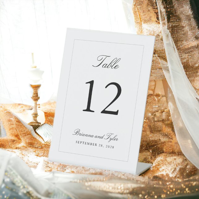 Simple Classic Elegant Wedding Table Numbers Pedestal Sign (Creator Uploaded)