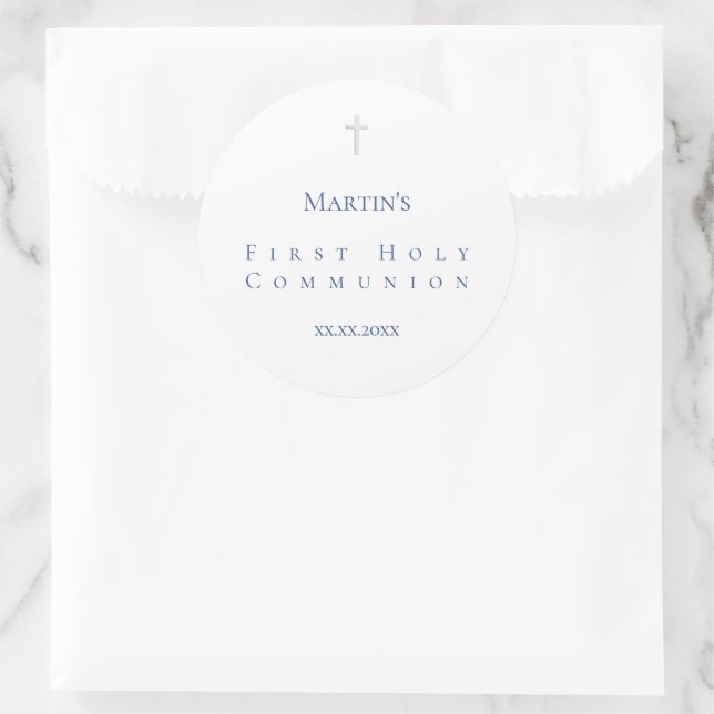 simple classic First Holy Communion  Classic Round Sticker (Bag)