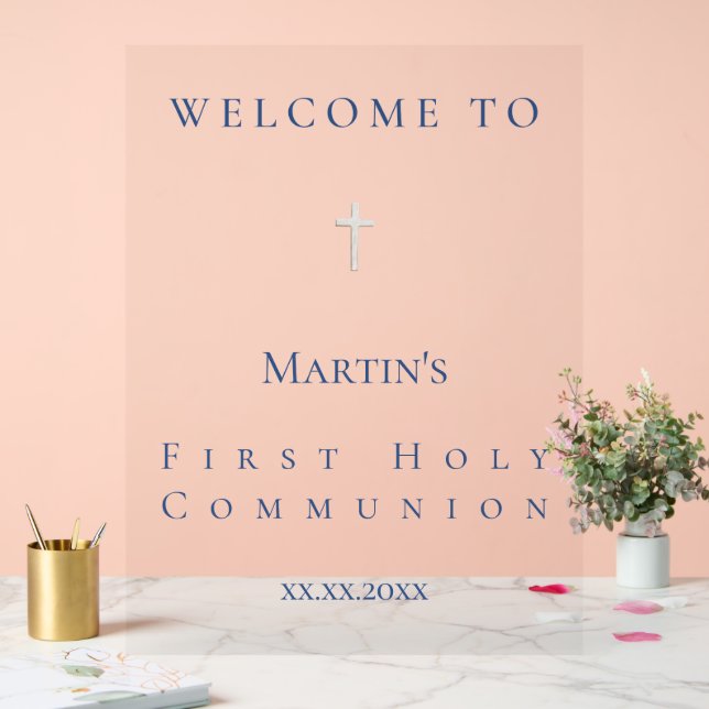 simple classic First Holy Communion welcome  Acrylic Sign (Wedding)
