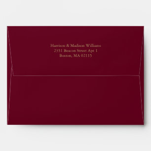 Simple classic gold burgundy custom elegant chic envelope