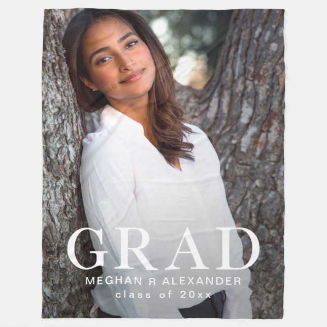 Simple Classic Graduate Photo Fleece Blanket (Front)