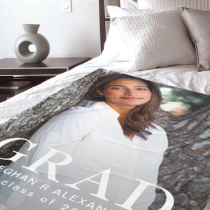 Simple Classic Graduate Photo Fleece Blanket