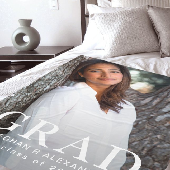 Simple Classic Graduate Photo Fleece Blanket (Creator Uploaded)