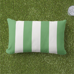Simple Classic Green Cabana Stripes Lumbar Cushion