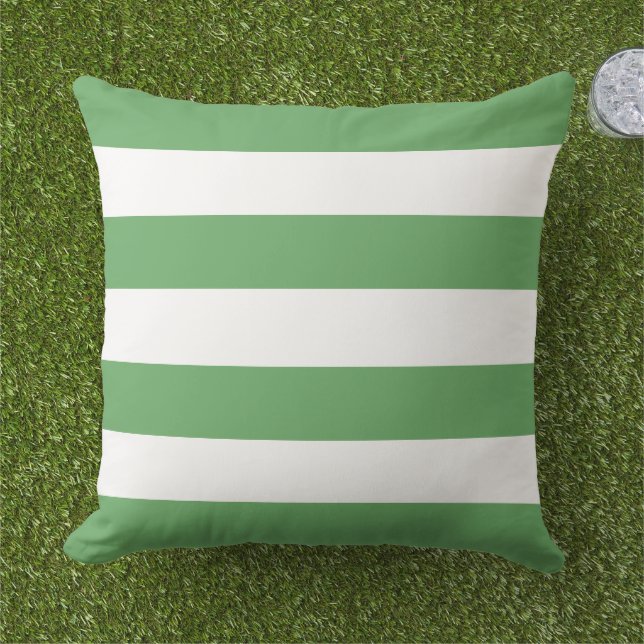 Simple Classic Green Horizontal Stripes Cushion (Grass)