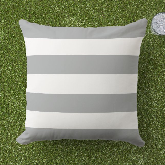 Simple Classic Grey Horizontal Stripes Cushion (Grass)