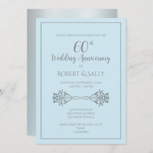 Simple Classic Hand drawn 60th Anniversary Party Invitation