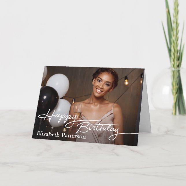 Simple Classic Happy Birthday Photo Card (Front)
