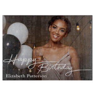 Simple Classic Happy Birthday Photo Cutting Board