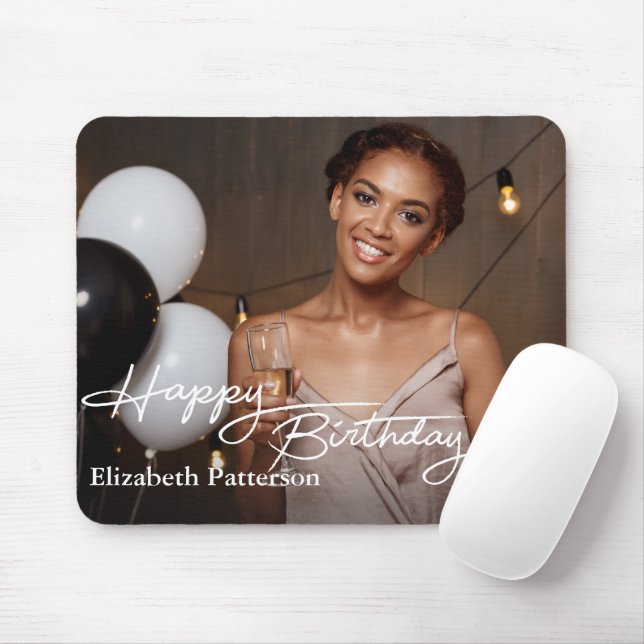 Simple Classic Happy Birthday Photo Mouse Pad (With Mouse)