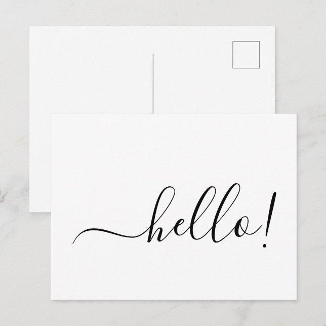 Simple Classic Hello Postcard with Clean White Des (Front/Back)