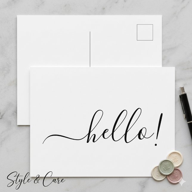 Simple Classic Hello Postcard with Clean White Des (Simple Classic Hello Postcard with Clean White Design)