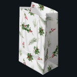 Simple Classic Holly Berry Watercolor Christmas Small Gift Bag<br><div class="desc">Delight your friends and family this holiday season with a beautiful, hand painted small gift bag! This modern bag features festive winter holly berry botanical greenery in a watercolor pattern that is sure to please. The sleek design and festive colours are perfect for any decor, and the small size is...</div>