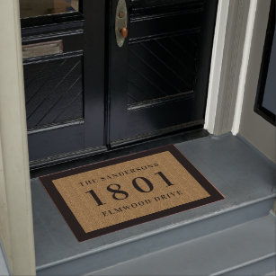 Simple Classic House Number & Address Personalised Doormat