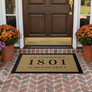 Simple Classic House Number & Address Personalised Doormat