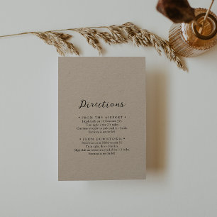 Simple Classic Kraft Wedding Directions Enclosure Card