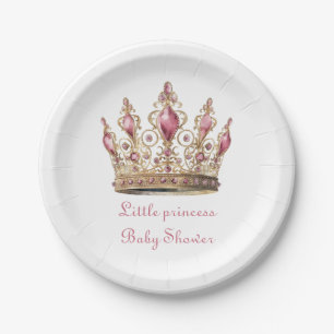 Simple classic little princess baby shower paper plate