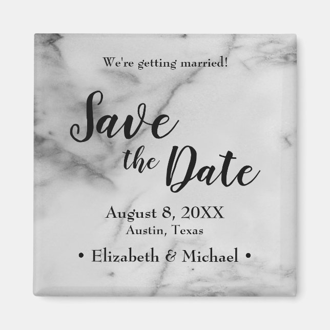 Simple Classic Marble Wedding save the date Magnet (Front)
