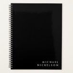 Simple Classic Masculine | Name on Black Planner<br><div class="desc">This elegant planner features your name in a white classic font at the bottom right corner,  on a black background.</div>