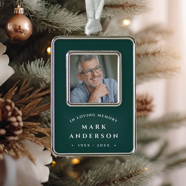 Simple Classic Memorial Photo Silver Plated Framed Ornament (Creator Uploaded)