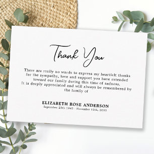 Simple Classic Minimal Memorial Sympathy Funeral Thank You Card