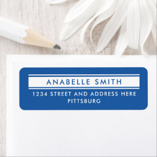 Simple Classic Monochrome Blue Return Address Typo