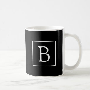 Simple Classic Monogram Black w/ White Text Coffee Mug