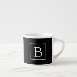 Simple Classic Monogram | Black w/ White Text Espresso Cup<br><div class="desc">Minimal and classy.</div>