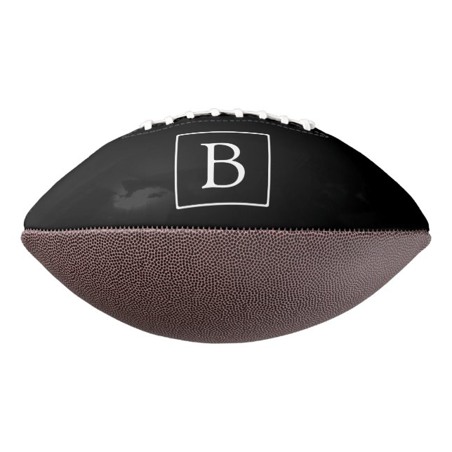 Simple Classic Monogram | Black w/ White Text Football (Rotated 270)