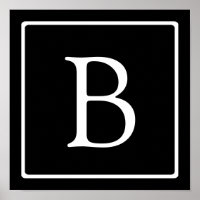 Simple Classic Monogram | Black w/ White Text