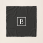 Simple Classic Monogram | Black w/ White Text Scarf<br><div class="desc">Minimal and classy.</div>