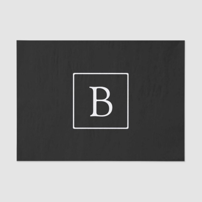 Simple Classic Monogram | Black w/ White Text Tissue Paper (Front)