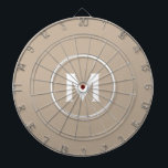 Simple Classic Monogram Dartboard<br><div class="desc">Modern dart board with simple monogram medallion with classic block typography initial and name in white on a beige background. Personalise with monogram initial; use customise menu to change background colour or typography.</div>