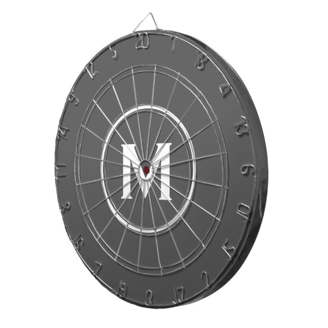 Simple Classic Monogram Grey Dartboard (Front Right)
