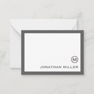 Simple Classic Monogram Grey White Card