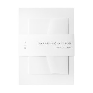 Simple Classic Monogram Wedding Invitation Belly Band