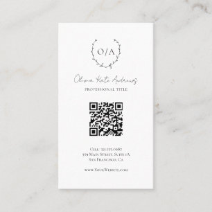 Simple Classic Monogram Wreath Elegant Business Card