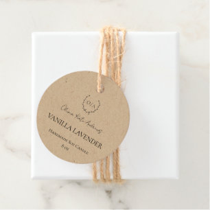 Simple Classic Monogram Wreath Elegant Favour Tags