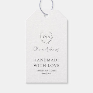Simple Classic Monogram Wreath Elegant Gift Tags