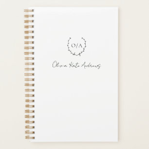 Simple Classic Monogram Wreath Elegant Planner