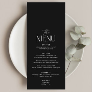 Simple Classic Old Money Black Wedding  Menu