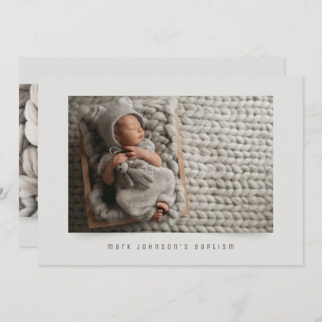 Simple Classic Photo Baptism Party Invitation (Front/Back)