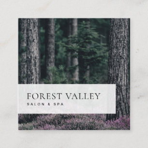 Simple Classic Photo Image Heather Forest Square Business Card