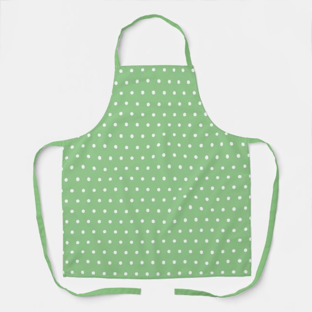 Simple Classic Polka Dots Light Green and White Apron (Front)