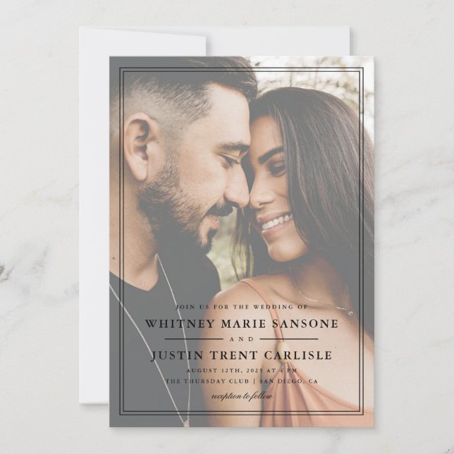 Simple Classic Portrait Photo Wedding Invitation (Front)